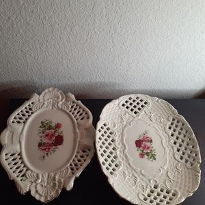 GORGEOUS VTG Baum Bros Formalities Handpainted Porcelain Reticular Plates.
